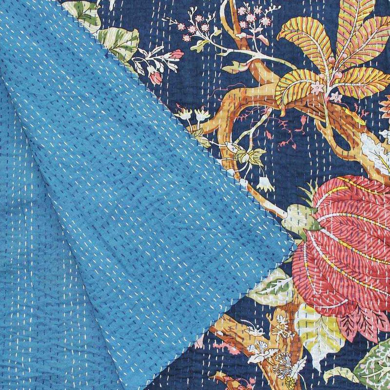 Powell Craft Kantha Throw Blue Carnation 150x230cm image number 1